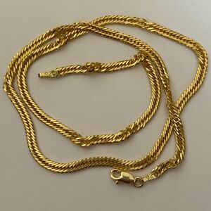 925 Silver 20” 4mm necklace  chain 18k yellow gold plated Unisex